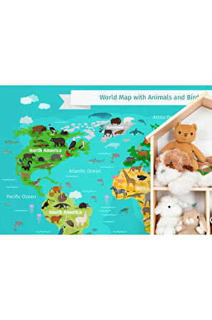 Oxyteez   Eğitici Dünya Haritası Çocuk Odası Duvar Kağıdı-3780 3780
