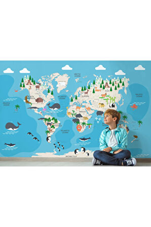 Oxyteez   Çocuk ve Bebek Odası Duvar Kağıdı Hayvanlar Alemi Eğitici ve Öğretici -3802 3802