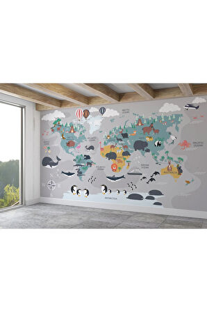 Oxyteez   Çocuk ve Bebek Odası Duvar Kağıdı Hayvanlar Alemi Eğitici ve Öğretici -3821 3821