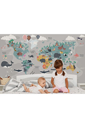 Oxyteez   Çocuk ve Bebek Odası Duvar Kağıdı Hayvanlar Alemi Eğitici ve Öğretici -3821 3821