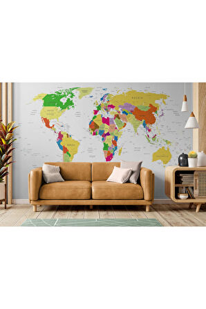Oxyteez   Dünya Haritası Duvar Kağıdı Detaylı Ülke ve Başkentli İngilizce-3955 3955