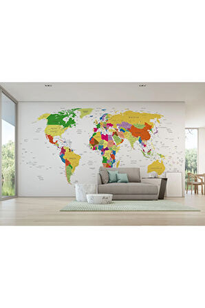 Oxyteez   Dünya Haritası Duvar Kağıdı Detaylı Ülke ve Başkentli İngilizce-3955 3955