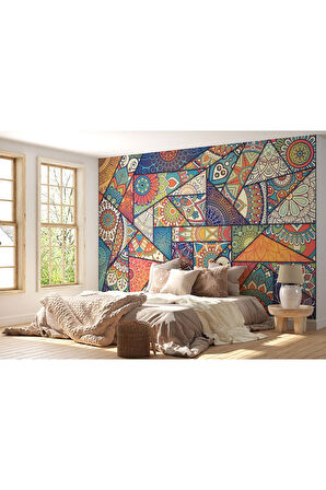 Oxyteez   Etnik Desenli Duvar Kağıdı Renkli Mandala Duvar Kağıdı-5503 5503