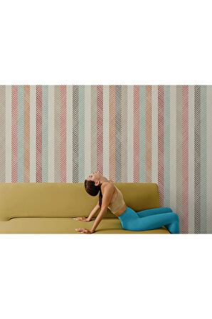 Oxyteez   İskandinav Tarzı Minimalist Şık Çizgili Pastel Tonlu Duvar Kağıdı-5505 5505
