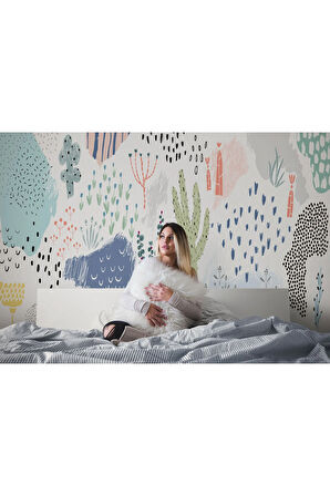 Oxyteez   Yaprak Detaylı Soyut Minimalist Modern Duvar Kağıdı-5510 5510