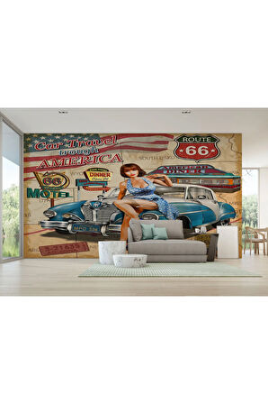 Oxyteez   Araba Üstünde Oturan Kadın Duvar Kağıdı-5512 5512