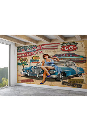Oxyteez   Araba Üstünde Oturan Kadın Duvar Kağıdı-5512 5512