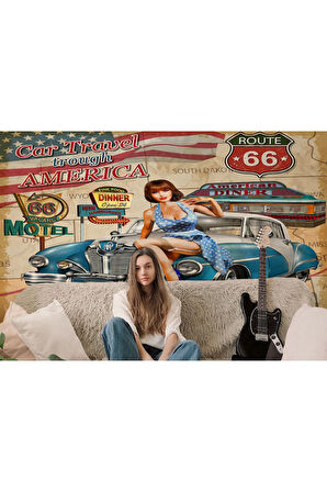 Oxyteez   Araba Üstünde Oturan Kadın Duvar Kağıdı-5512 5512