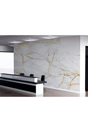 Oxyteez   Altın Ve Beyaz Soyut Mermer Desenli Duvar Kağıdı-5519 5519