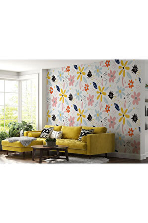Oxyteez   Renkli Soyut Çiçek Tasarım Duvar Kağıdı-5520 5520