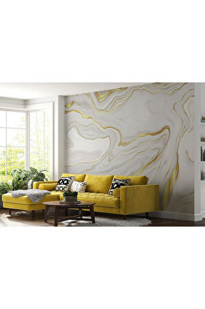 Oxyteez   Altın Ve Beyaz Soyut Mermer Desenli Duvar Kağıdı-5523 5523