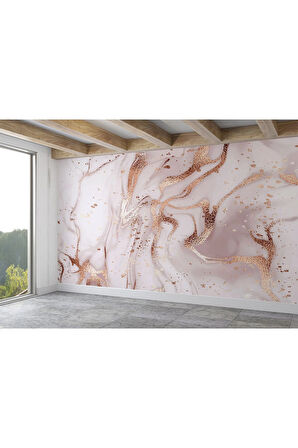 Oxyteez   Altın Ve Pembe Detaylı Mermer Desenli Duvar Kağıdı-5524 5524