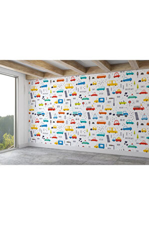 Oxyteez   Trafik Desenli Erkek Çocuk Odası Duvar Kağıdı-5531 5531