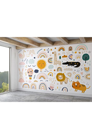 Oxyteez   Sevimli Hayvanlar Desenli Duvar Kağıdı Kreş Okul Posteri-5532 5532