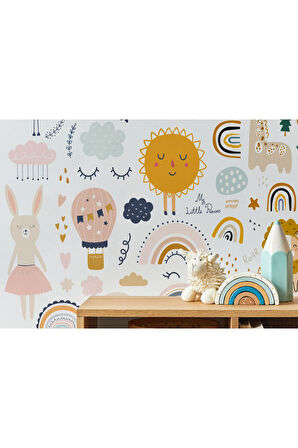 Oxyteez   Sevimli Hayvanlar Desenli Duvar Kağıdı Kreş Okul Posteri-5532 5532