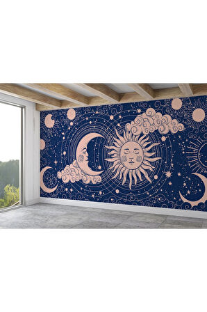 Oxyteez   Astroloji Retro Uzay Güneş Ay Bulut Duvar Duvar Kağıdı-5535 5535
