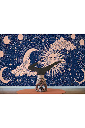 Oxyteez   Astroloji Retro Uzay Güneş Ay Bulut Duvar Duvar Kağıdı-5535 5535