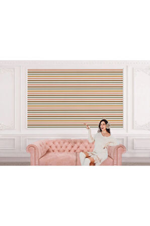 Oxyteez   Yatay Çizgili Pastel Tonlu Duvar Kağıdı Çocuk Odası Duvar Posteri-5546 5546