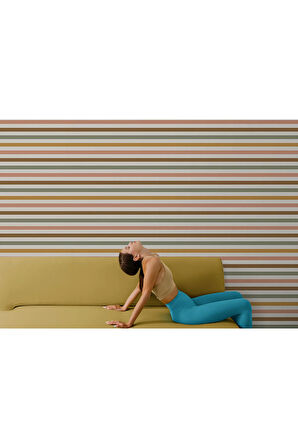 Oxyteez   Yatay Çizgili Pastel Tonlu Duvar Kağıdı Çocuk Odası Duvar Posteri-5546 5546