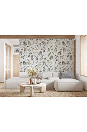 Oxyteez   Bitki Yaprakları Desenli Suluboya Duvar Kağıdı-5552 5552