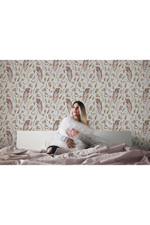 Oxyteez   Yaprak Desenli İskandinav Duvar Kağıdı-5553 5553