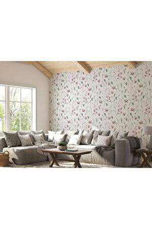 Oxyteez   Çiçek ve Yaprak Desenli İskandinav Tarzı Duvar Kağıdı-5554 5554