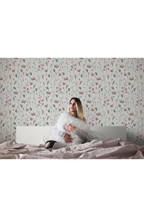 Oxyteez   Çiçek ve Yaprak Desenli İskandinav Tarzı Duvar Kağıdı-5554 5554