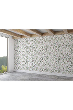 Oxyteez   Çiçek ve Yaprak Desenli İskandinav Tarzı Duvar Kağıdı-5555 5555