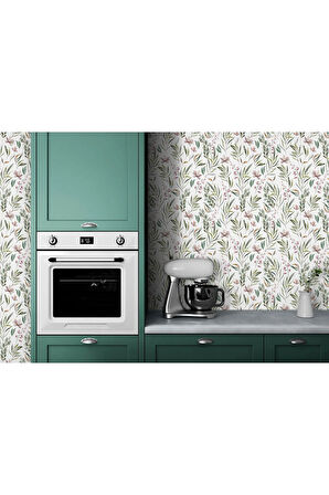 Oxyteez   Çiçek ve Yaprak Desenli İskandinav Tarzı Duvar Kağıdı-5555 5555