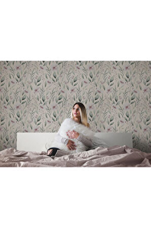 Oxyteez   Çiçek ve Yaprak Desenli İskandinav Tarzı Duvar Kağıdı-5557 5557