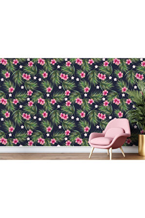 Oxyteez   Tropikal Çiçekli Ağaç Yaprakları Duvar Kağıdı-5564 5564