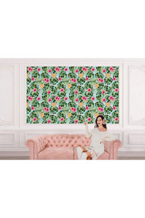 Oxyteez   Tropikal Çiçekli Ağaç Yaprakları Duvar Kağıdı-5567 5567