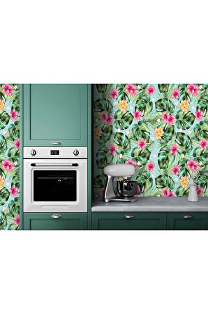 Oxyteez   Tropikal Çiçekli Ağaç Yaprakları Duvar Kağıdı-5567 5567