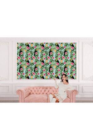 Oxyteez   Tropikal Çiçekli Ağaç Yaprakları Duvar Kağıdı-5568 5568