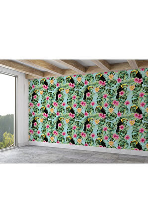 Oxyteez   Tropikal Çiçekli Ağaç Yaprakları Duvar Kağıdı-5568 5568