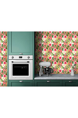 Oxyteez   Çiçek ve Yaprak Desenli Duvar Kağıdı-5578 5578