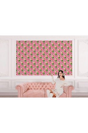 Oxyteez   Çiçek ve Yaprak Desenli Duvar Kağıdı-5582 5582