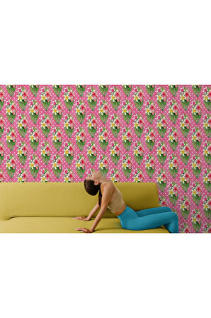 Oxyteez   Çiçek ve Yaprak Desenli Duvar Kağıdı-5582 5582