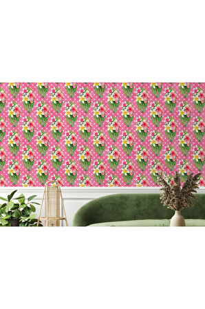 Oxyteez   Çiçek ve Yaprak Desenli Duvar Kağıdı-5582 5582