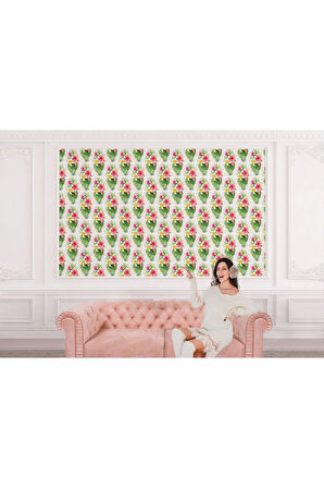 Oxyteez   Çiçek ve Yaprak Desenli Duvar Kağıdı-5585 5585