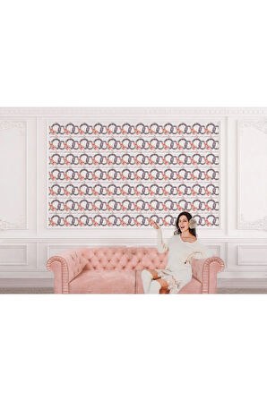 Oxyteez   Pembe Çiçek Desenli Duvar Kağıdı-5593 5593