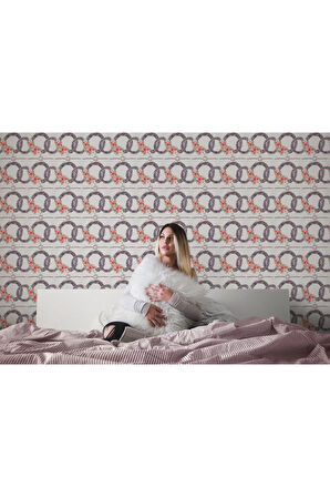 Oxyteez   Pembe Çiçek Desenli Duvar Kağıdı-5593 5593