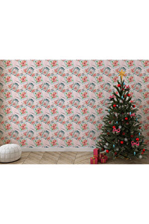 Oxyteez   Pembe Çiçek Desenli Kız Çocuğu Odası Duvar Kağıdı-5594 5594