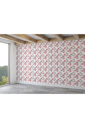 Oxyteez   Pembe Çiçek Desenli Kız Çocuğu Odası Duvar Kağıdı-5595 5595