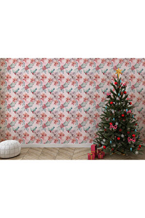 Oxyteez   Pembe Kuşburnu Çiçeği Desenli Kız Çocuğu Odası Duvar Kağıdı-5596 5596