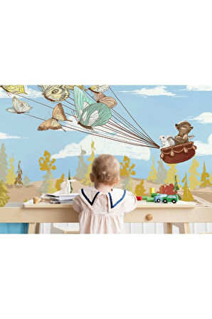 Oxyteez   Hayvanları Uçuran Kelebekler Çocuk Odası Duvar Kağıdı-5607 5607