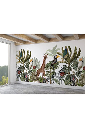 Oxyteez   Tropikal Orman Bitkileri ve Hayvanları Çocuk Odası Duvar Kağıdı-5610 5610