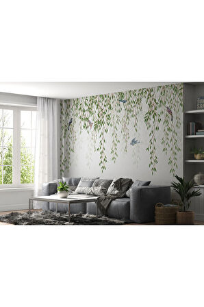 Oxyteez   Sarmaşıktaki Kuşlar Desenli Duvar Kağıdı-5613 5613