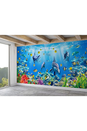 Oxyteez   Deniz Altında Sevimli Yunus Balıkları Duvar Kağıdı-5614 5614