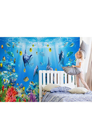 Oxyteez   Deniz Altında Sevimli Yunus Balıkları Duvar Kağıdı-5614 5614